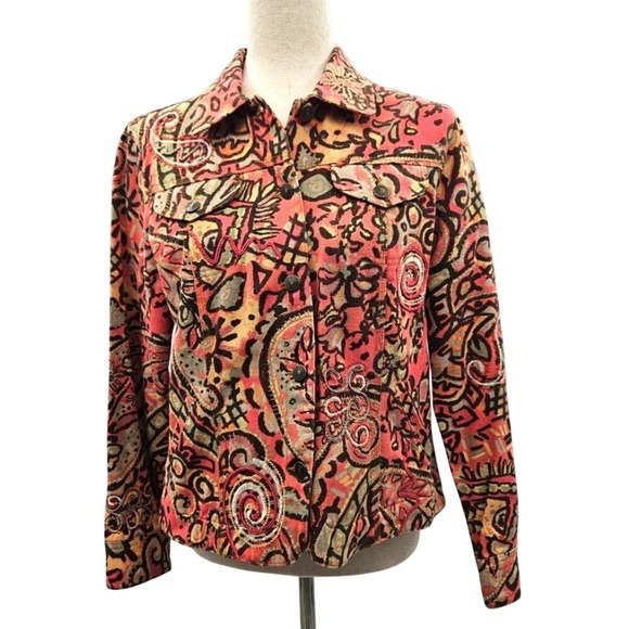 hearts of palm Jackets & Blazers - Hearts of Palm Tapestry Jacket Abstract Print Button Down Long Sleeve Blazer